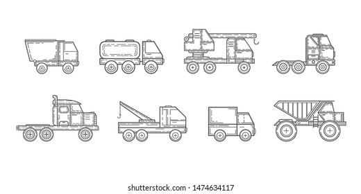  Truck Icon Vector . Set of Transport - Line Icons.Illustration of building vehicles.