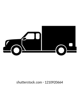 truck icon vector silhouette, delivery icon with black and white