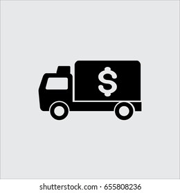 Truck icon vector in trendy flat style isolated on grey background.
