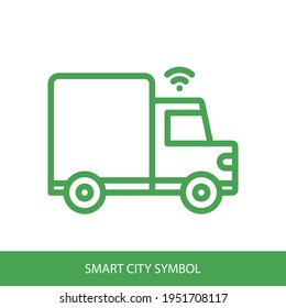 Truck icon with wifi sign vector design. Smart city symbol for your website design, logo, app, UI. Eps10 vector illustration.
