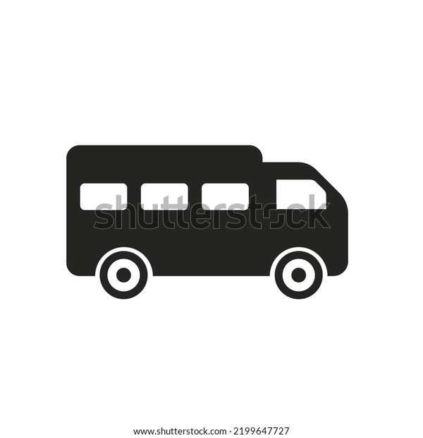 Truck icon with windows on a white\
background. Vector\
illustration