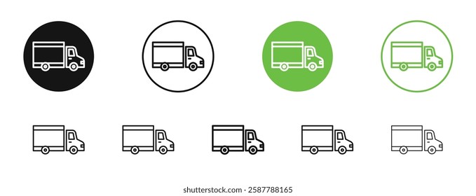 Truck icons in black and green colors collection