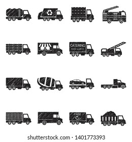 Truck Icons. Black Scribble Design. Vector Illustration.