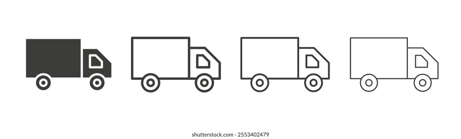 Truck icons collection. vector set in black color