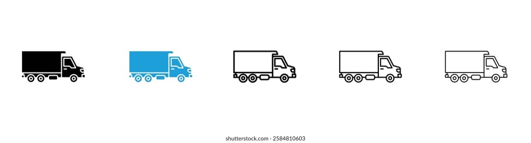 Truck icons collection vectors in black and blue