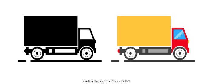 Truck Icons. Flat and silhouette styles. Vector icons.
