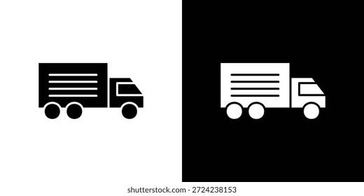 Conceito de vetor plano de ícones de caminhão. Ilustrações em preto e branco