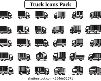 Truck Icons Pack, Vector Art, Silhouette Design