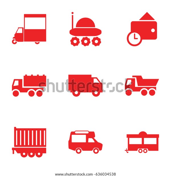 Truck icons set. set of 9 truck\
filled icons such as truck, trailer, van, cargo trailer,\
wallet