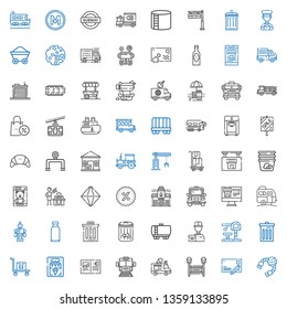 truck icons set. Collection of truck with toy, postcard, subway, ice cream truck, ice cream machine, transportation, trash, delivery courier. Editable and scalable icons.