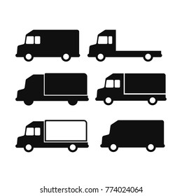 Truck icons set. Lorry illustration silhouettes collection