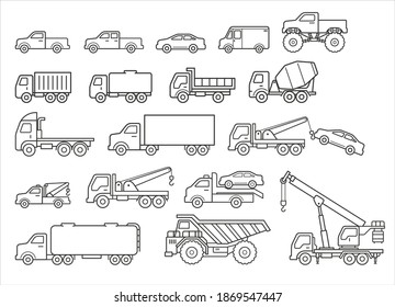 Truck icons set. Vector illustrations.
