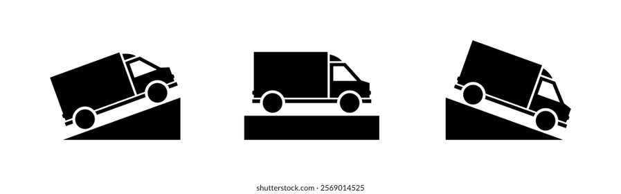 Truck icons. Silhouette style. Vector icons.