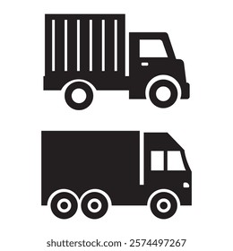Truck icons silhouette vector art illustration