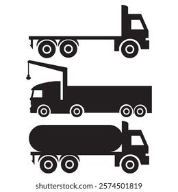 Truck icons silhouette vector art illustration