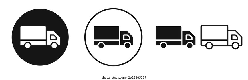 Iconos del camión en negro sólido y estilo delineado