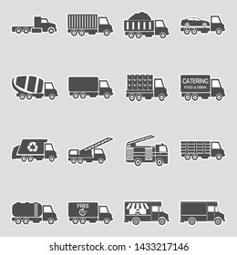 Truck Icons. Sticker Design. Vector Illustration.