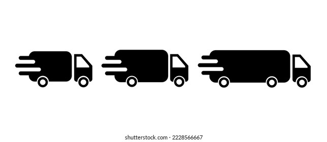 Truck icons. Transport icon collection set. Shipping delivery truck vector icon. Simple icon bus, truck, van on white background.