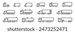 Truck icons. Truck vector icon set. Outline truck icons. Outline car icons. Types of transport