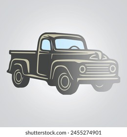 Truck icons vintage cars unique icons and a car logo with a silver background Vector illustration