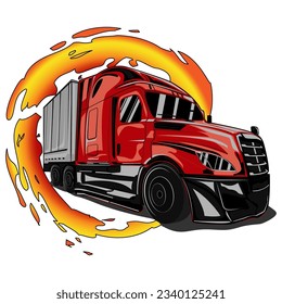 Truck illustration isolated on white background.