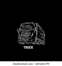 truck illustration with scribble art or digital hand drawn for background or t-shirt design