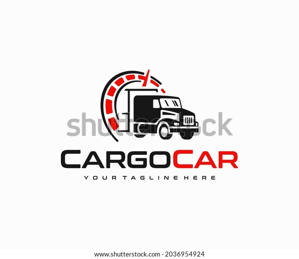 Truck of industrial cargo freight logo\
design. Transportation and logistics, import, export vector design.\
Lorry cargo transport delivery\
logotype
