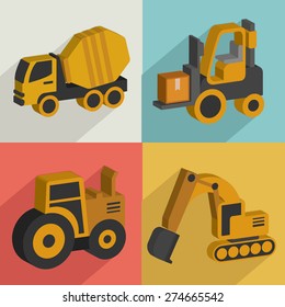 Truck and industry,flat icons design,clean vector