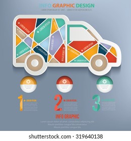 Truck info graphic design,clean vector