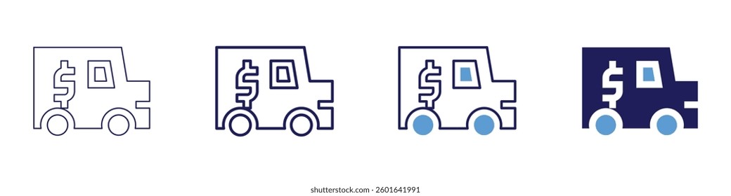 Truck insurance icon in 4 different styles. Thin Line, Line, Bold Line, Duotone. Duotone style. Editable stroke.
