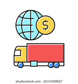 truck international transportation color icon vector. truck international transportation sign. isolated symbol illustration