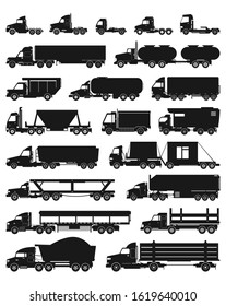 Truck isolated black set icon.Vector illustration delivery transport on white background . Vector black set icon car of truck.