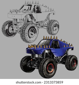 truck isolated in gray background for business elements, screen printing, digital printing,DGT,DFT and poster.