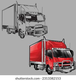 truck isolated in gray background for business elements, screen printing, digital printing,DGT,DFT and poster.