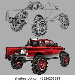 truck isolated in gray background for business elements, screen printing, digital printing,DGT,DFT and poster.