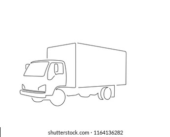 Truck isolated line drawing, vector illustration design. Logistics collection.