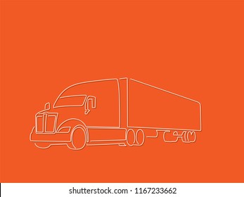 Truck isolated line drawing, vector illustration design. Logistics collection.