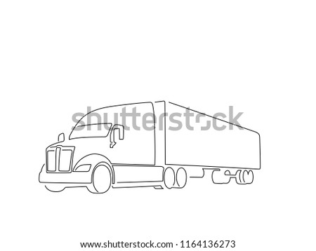 Truck isolated line drawing, vector illustration design. Logistics collection.