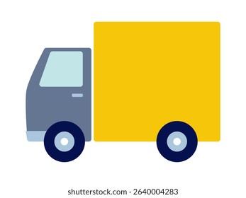 Truck isolated on a white background. Colored icon, vector illustration in a flat style. Yellow truck, children's toy car, transportation topic.