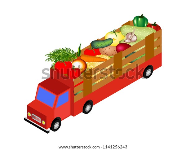Truck isometry with\
vegetables