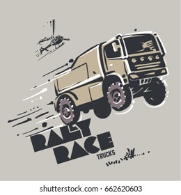 Truck in jump. Sketch style 