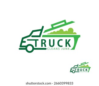 caminhão lixo logotipo criativo design conceito limpa logística