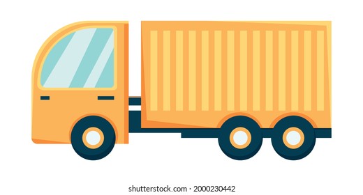 Truck or kamaz in flat cartoon style. Cargo transportation concept. Vehicle for construction and delivery. Vector illustration in cartoon style.