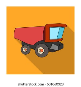 Truck with a large windshield. Agricultural Machine for  of cut plants.Agricultural Machinery single icon in flat style vector symbol stock web illustration.