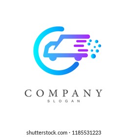 truck + letter c logo design