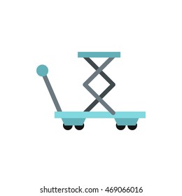 Truck with lifting spring icon in flat style isolated on white background. Transport symbol