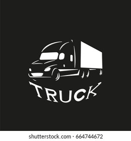 Truck. A light conventional image on a black background with the inscription "truck". Vector illustration.
