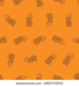 El arte de la línea de camiones es un patrón sin fisuras. Adecuado para fondos, papel pintado, telas, textiles, papel de envoltura, materiales impresos y muchos más. Vector modificable.