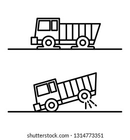 truck line art with trouble