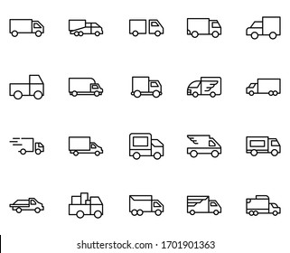 Truck line icon set. Collection of vector symbol in trendy flat style on white background. Truck sings for design.